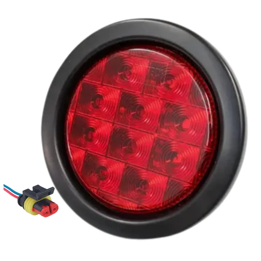 Foco Led 4" Rojo 12/24V c/Aro de Goma y Enchufe - CARGOTEK