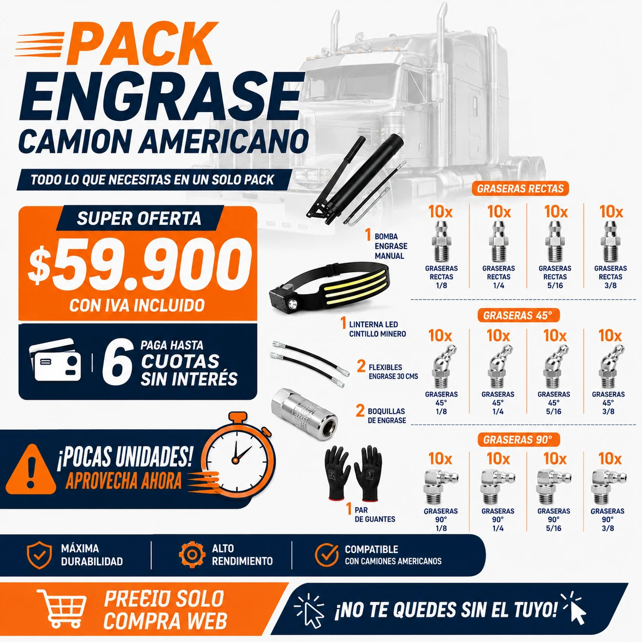 Kit Engrase Camión Americano - CARGOTEK