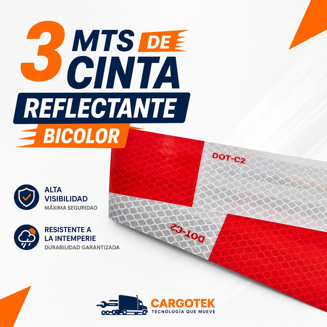 CINTA REFLECTANTE BICOLOR DOTC2 3 MTS
