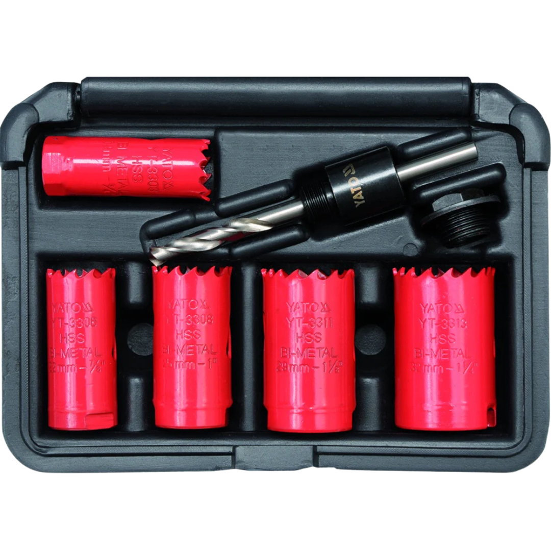 SET DE BROCAS COPA C/GUÍA BIMETAL YATO DIN 338 7 PZAS