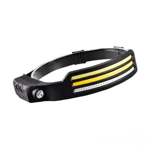 LINTERNA MINERO 1 LED Y 3 BANDAS CON SENSOR Y RECARGABLE