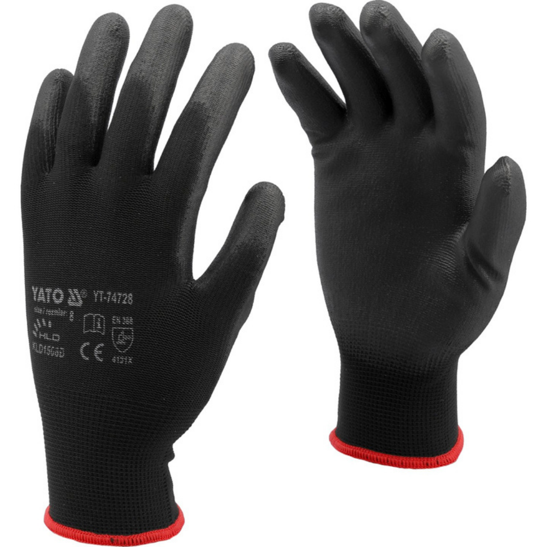 Guante Nylon Tejido Poliuretano Negro Talla 10 - CARGOTEK