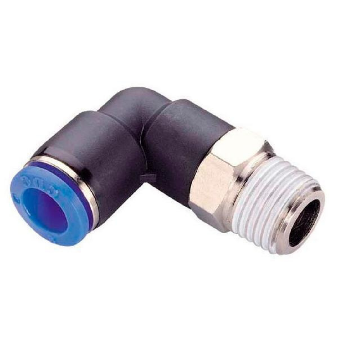 Conector Neumático 90° Curvo - Unión Rápida para Sistemas Eficientes