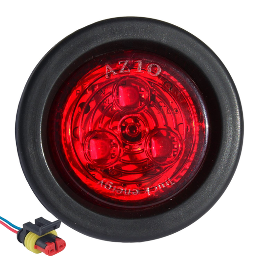 FOCO LED 2" ROJO MULTIVOLTAJE CON ARO DE GOMA Y ENCHUFE