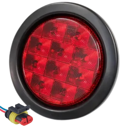 FAROL LED 4" ROJO MULTIVOLTAJE CON ARO DE GOMA Y ENCHUFE