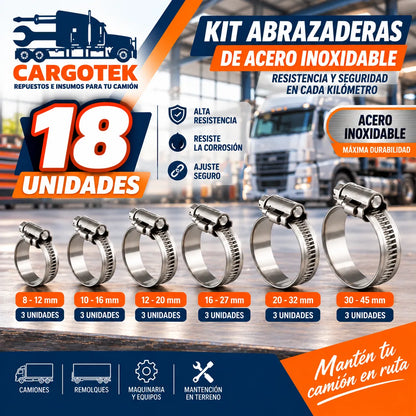 abrazaderas de cremallera inoxidables incluidas en kit de taller de camiones y remolques