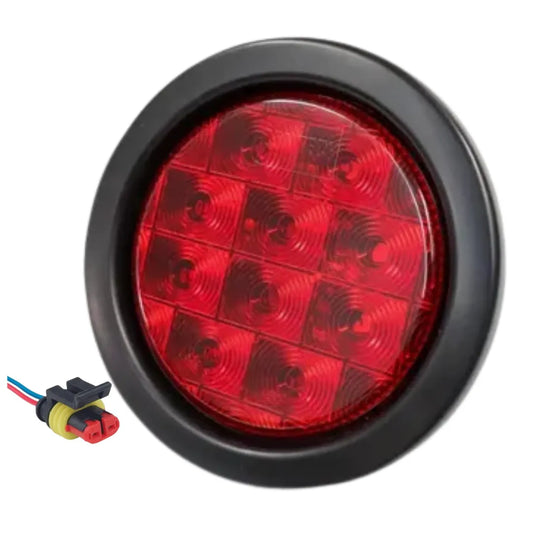 Foco Led 4" Rojo 12/24V c/Aro de Goma y Enchufe - CARGOTEK