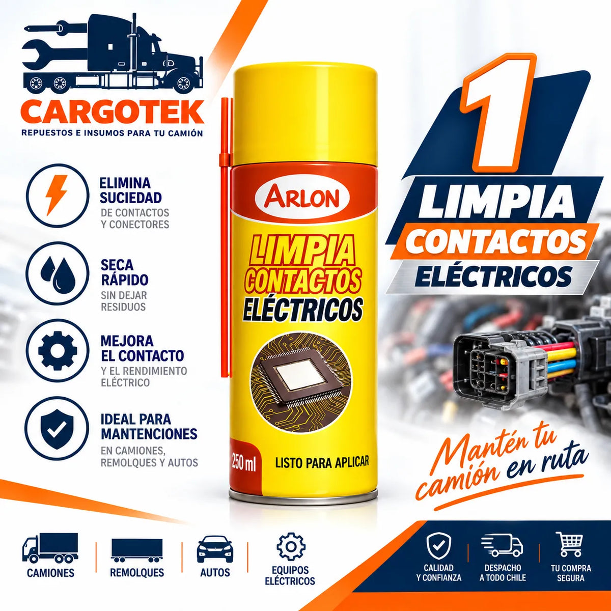 Limpia contactos eléctricos incluido en kit de taller de camiones y remolques