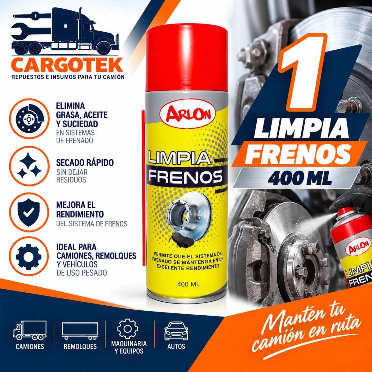 Limpia frenos 400 ml incluido en kit de taller de camiones y remolques